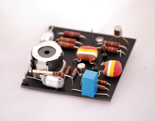 Low angle of HALO inductor on a vintage style PCB 